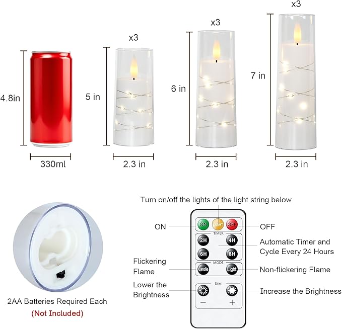 Raycare Flameless Candle with Remote Timer – 9 Flickering Acrylic Battery - Image 7