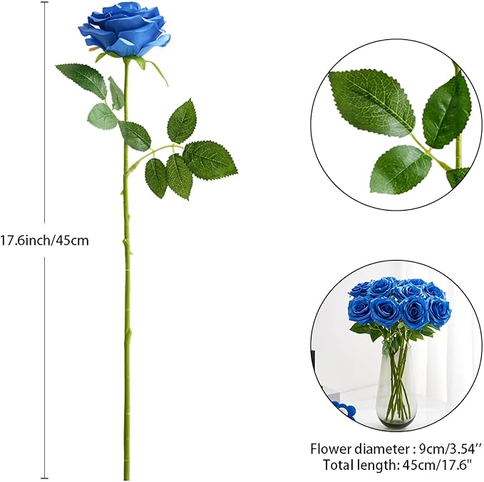 Artificial Rose 10pcs Open Flower Bouquet Faux Rose Stems - Image 4