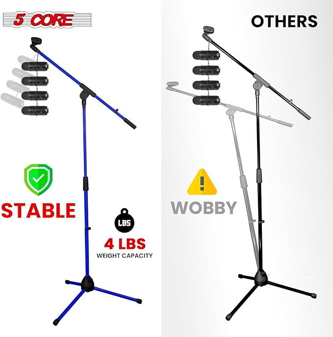5 Core Tripod Mic Stand Floor Adjustable 18 to 72 Inches Sturdy Boom Arm Holder - Image 6