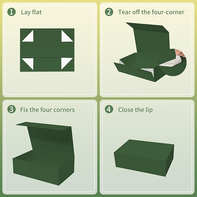Rinrda Large Green Gift Box, 13.75"x9"x4.5", Gift Boxes - Image 4
