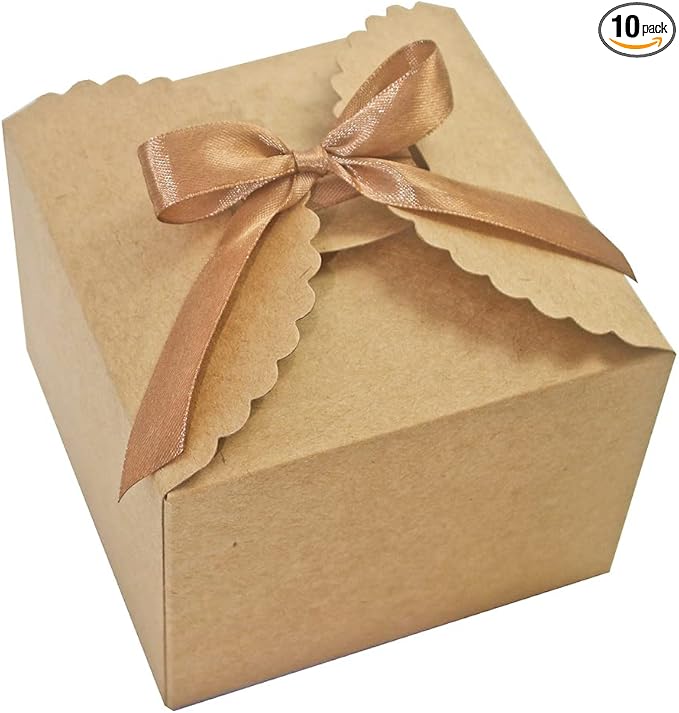 Brown Box for Presents, 10 Pack Small Empty Kraft Paper Gift Boxes by WEWILUCK