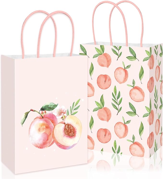 JarThenaAMCS 24Pcs Peach Paper Gift Bag Pink Treat Bags by JarThenaAMCS