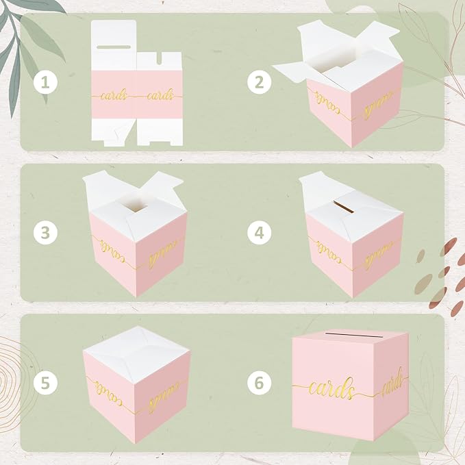 QIKSION Pink Wedding Card Box, Wedding Reception, Graduation, Baby Shower - Image 7