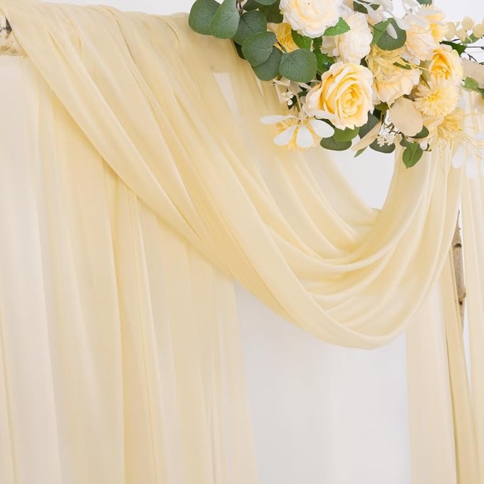 Socomi Champagne Sheer Wedding Arch Draping Fabric 29" x 20Ft 2 Panels Outdoor - Image 5