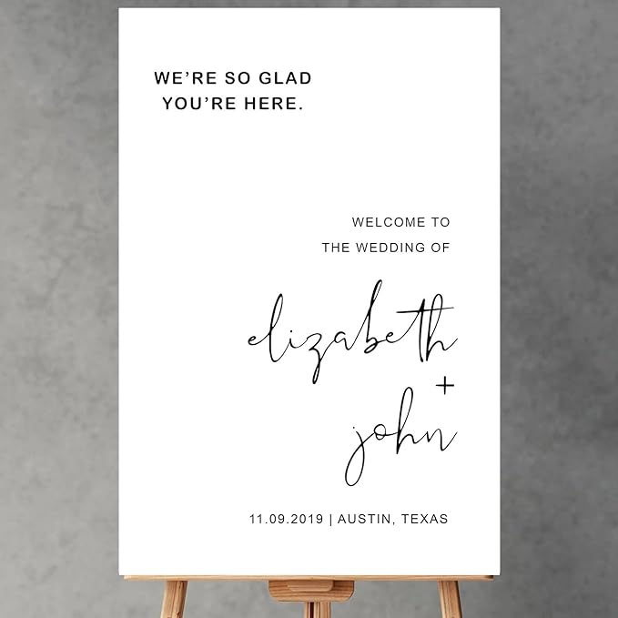 Minimalist Wedding Welcome Sign, Modern Wedding Welcome Sign, Welcome Sign by Custom