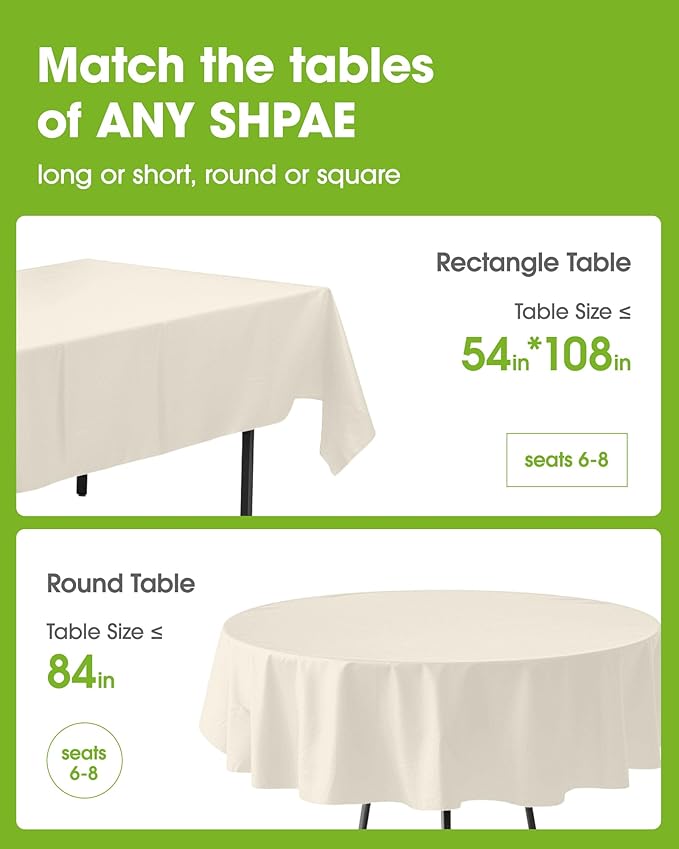 Pureegg Plastic Table Cloth Disposable 10 Pack, 54 x 108 Inch Table Cloths - Image 2