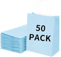 BAG BOX 50 Pack Small 5.9x3.1x8.25 Inch Blue Kraft Paper Gift Bags by BAGBOX