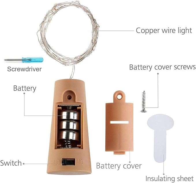 SmilingTown Wine Bottle Cork Lights 15Pack 10 LED 40 Inches Battery Operated - Image 2