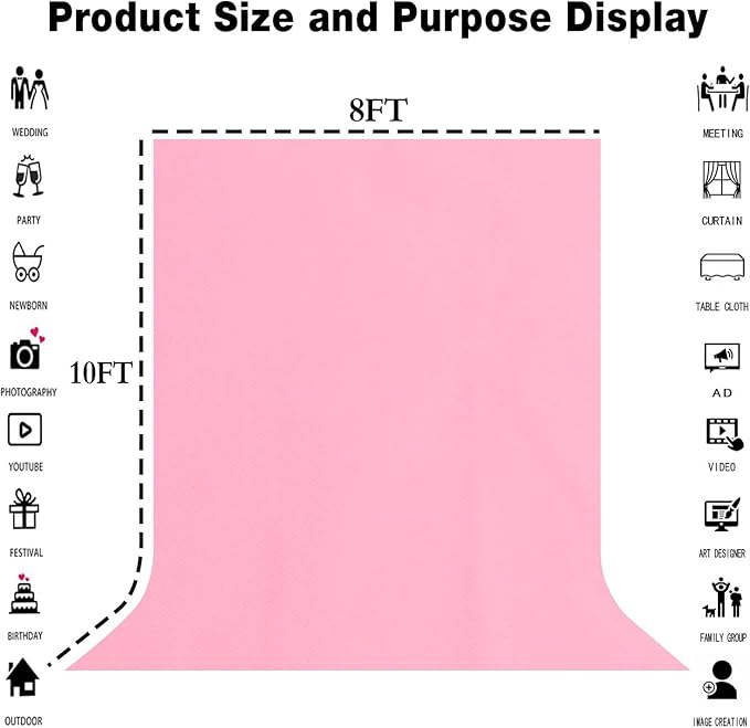 8x10FT Pink Screen Backdrop Background - Image 3
