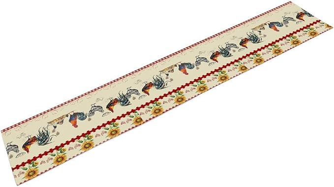 Rustic Rooster Table Runner, Vintage Country Farm Sunflower Chicken Red Plaid - Image 7