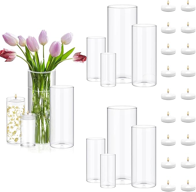 Set of 12 Pcs Glass Cylinder Vases by PNJHDZ