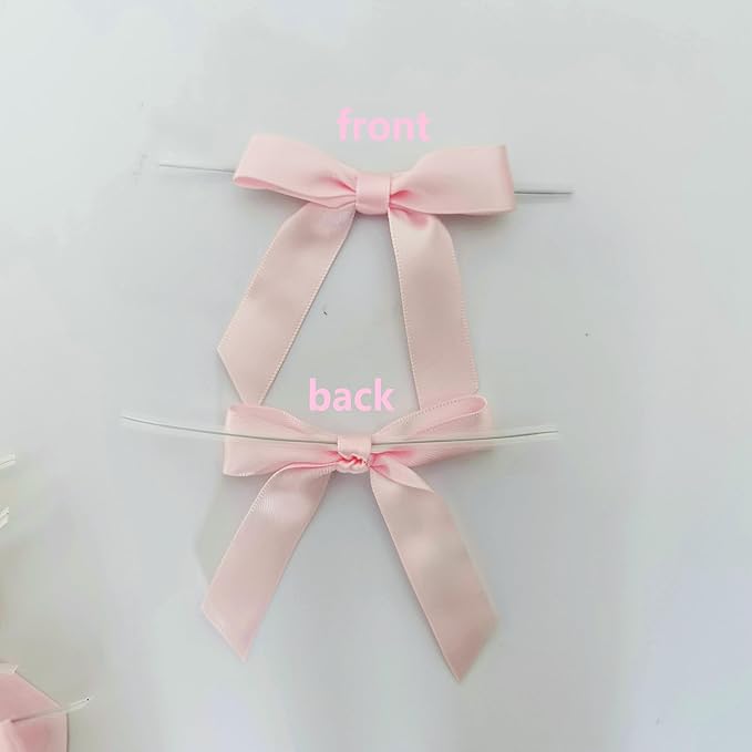 50pcs 2.5" Light Pink Polyester Satin Ribbon Bows - Image 4