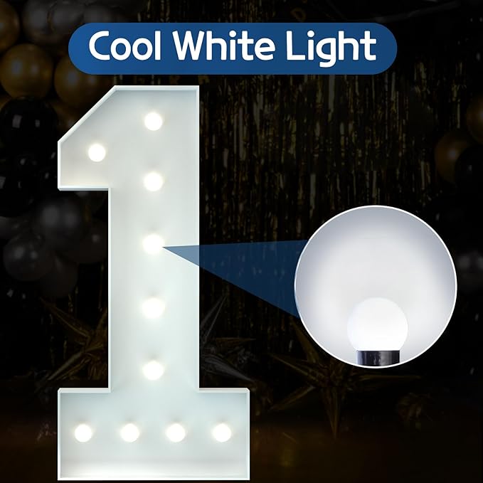 Marquee Numbers 4 Feet Tall Big Light Up Numbers First 1st 21st Wild One Happy - Image 2