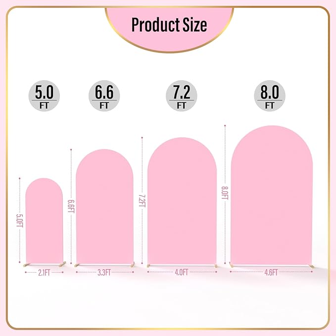 LEBENGURU Upgraded 6FT Wedding Arch Cover, Light Pink Spandex Fitted Arch - Image 4