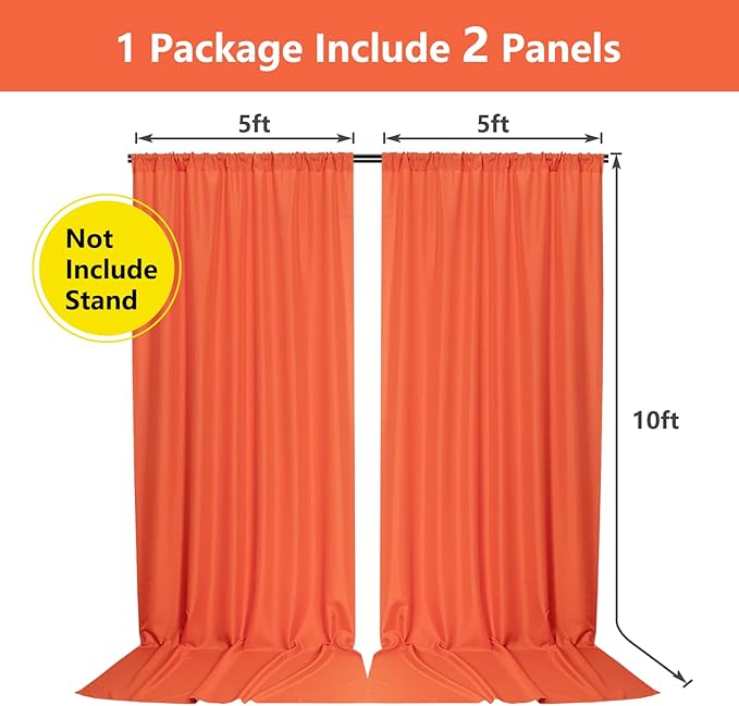 MYSKY HOME Orange Backdrop Curtains - Image 3