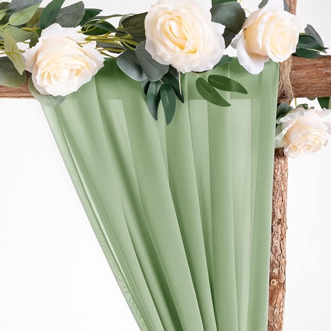 Socomi Wedding Arch Draping Fabric 3 Panels 29" x 19Ft Sage Green Sheer Chiffon - Image 5