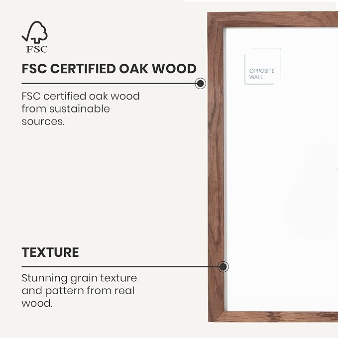 Opposite Wall - 11x14 in - Dark Solid Oak Wood Picture Frame - Lightweight - Image 3