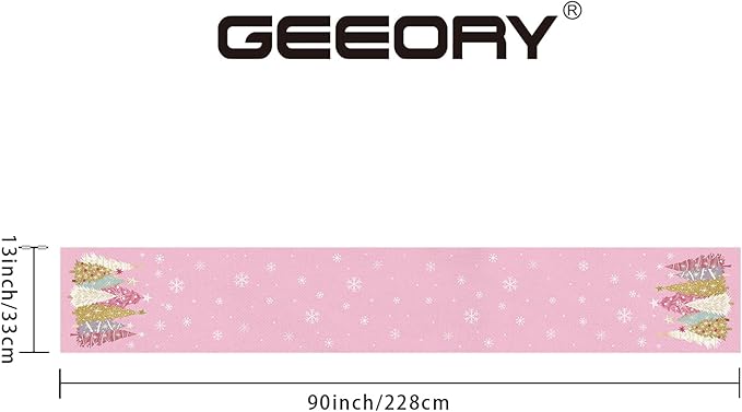 GEEORY Christmas Table Runner 13x90 Inch, Xmas Trees Snowflakes Holiday - Image 2