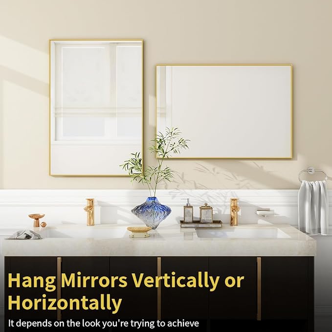 BEAUTYPEAK Gold Bathroom Wall Mirror - Image 4