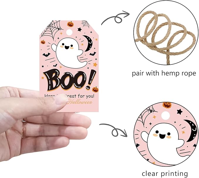 Aukolass 50Pcs Boo Gift Tags, Halloween Treat Tag - Image 3