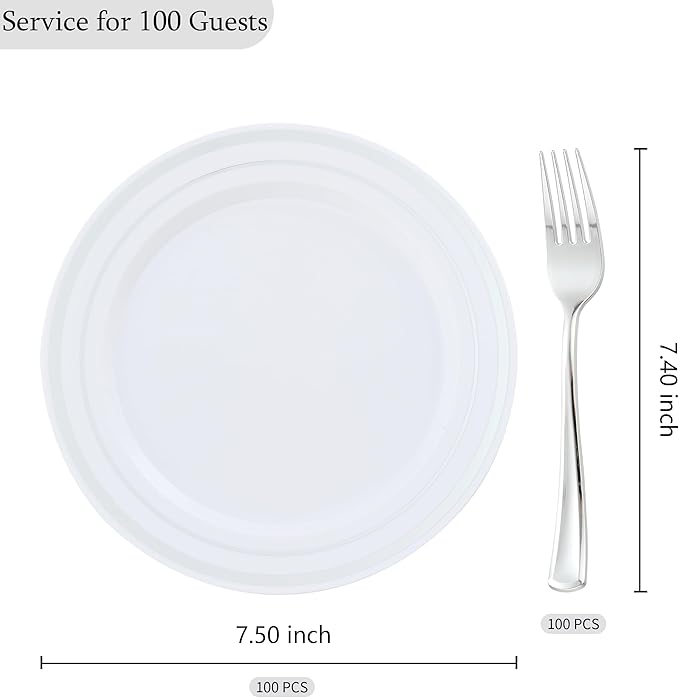 200pcs Silver Dessert Plates - Image 3
