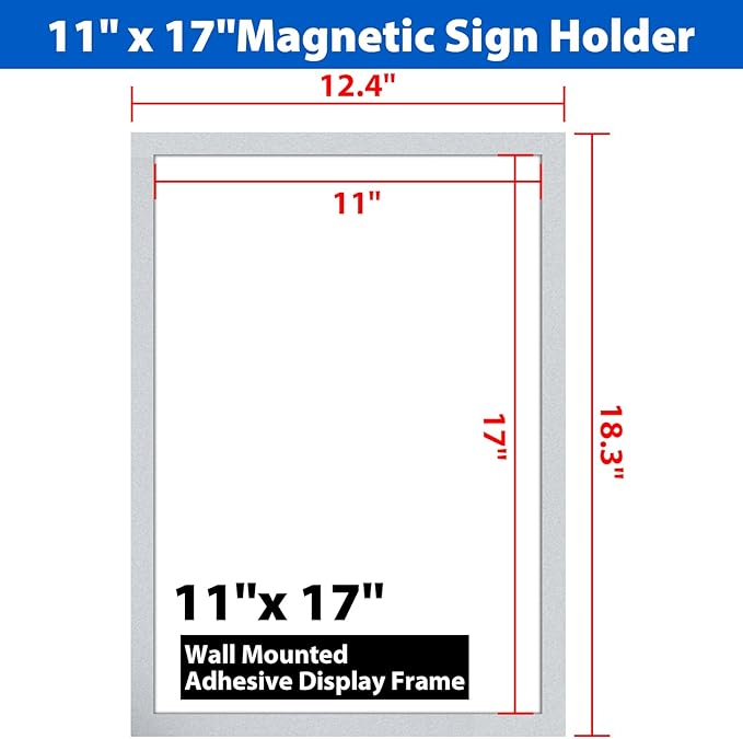 10Packs Magnetic Sign Holder, 11x17 Self Adhesive Display Frame - Image 3