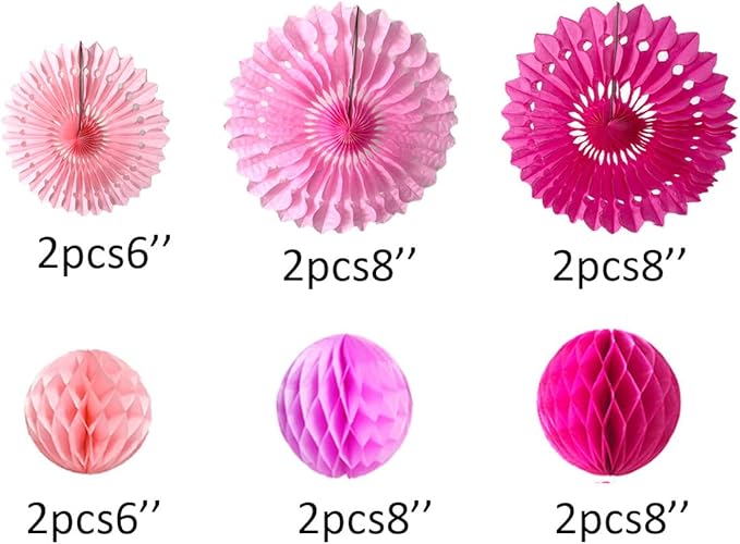 12pcs 6'' 8'' Honeycomb Balls Tissue Paper Fans Party Honeycomb Ball Fans Wall - Image 2