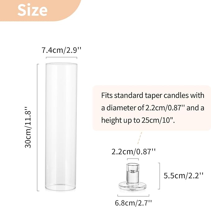 NUPTIO Candle Stick Candle Holder: Clear Glass Hurricane Candlestick Holders - Image 4