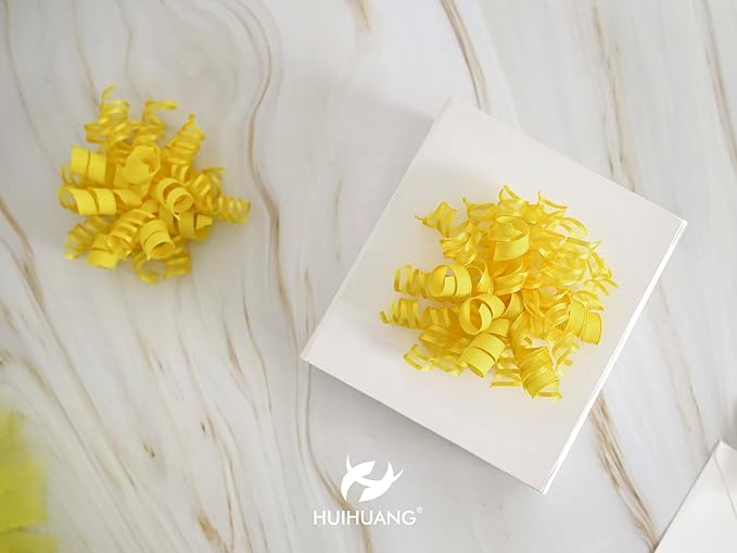 HUIHUANG Yellow Present Bows Gift Wrap Accessory Curly Ribbon Gift Bows 5 inch - Image 7