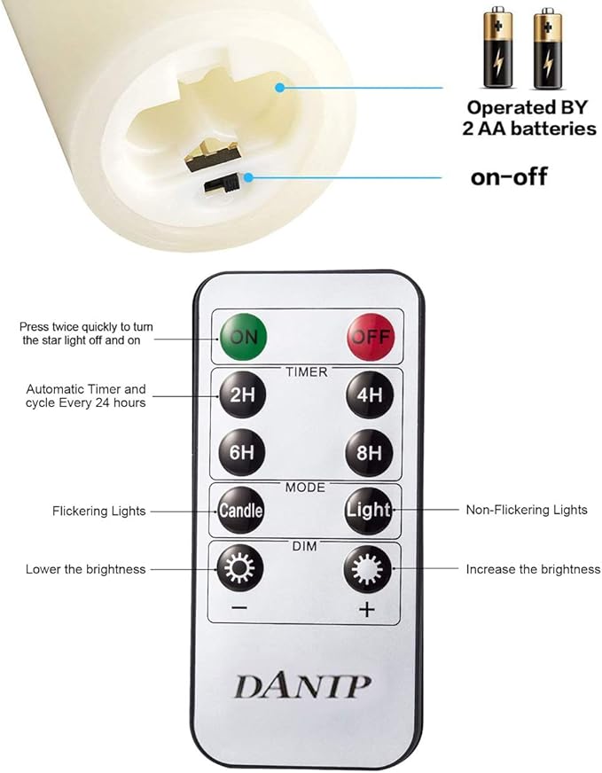 danip flameless Candle, with Embedded String Lights, 5-Piece LED Candles - Image 5