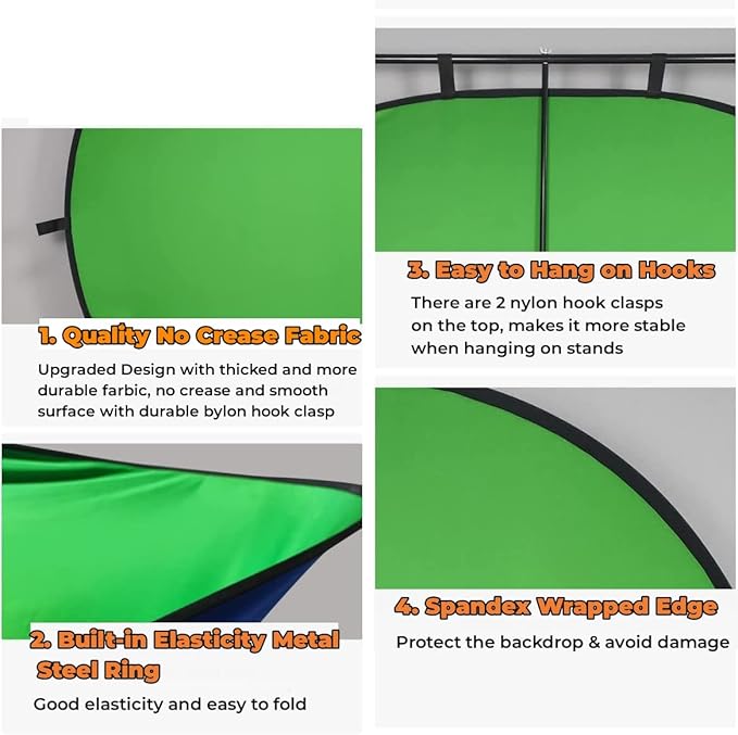 Blue Green Screen Backdrop Double Sided Collapsible Greenscreen Backdrop - Image 5