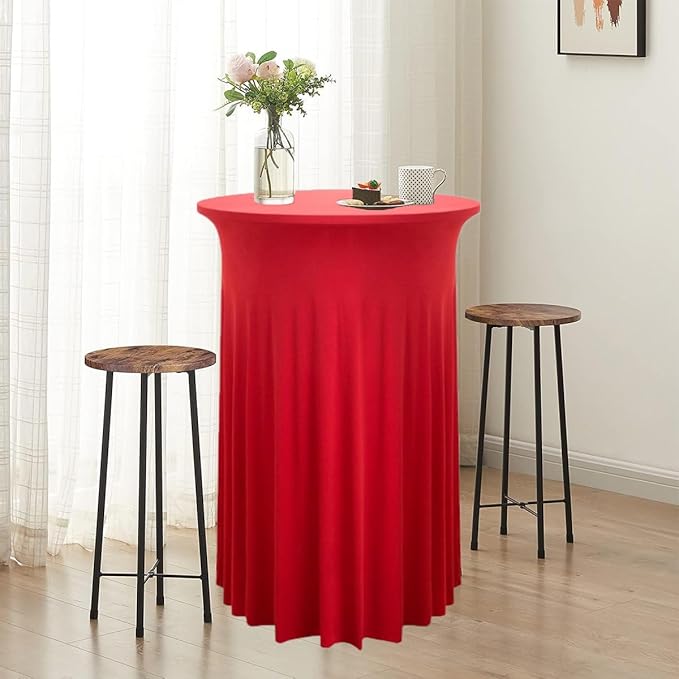 Albassa 2 Pack Cocktail Table Covers 32"x 43" Spandex Stretch Round Cocktail - Image 4