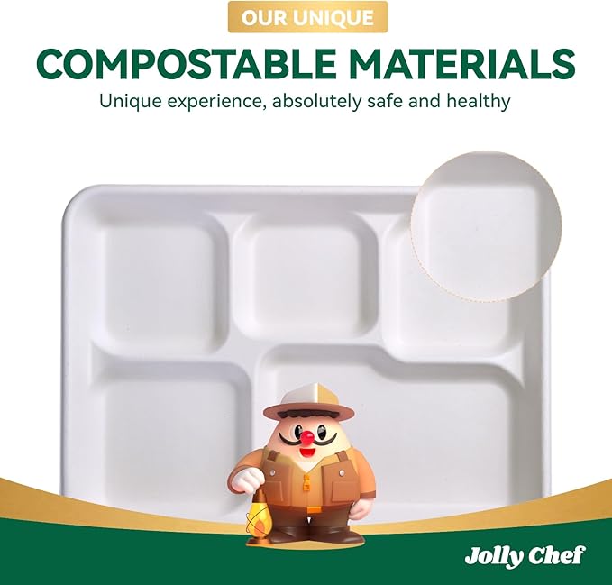 JOLLY CHEF Compostable  Compartment Paper Plates  *   Heavy - Image 6