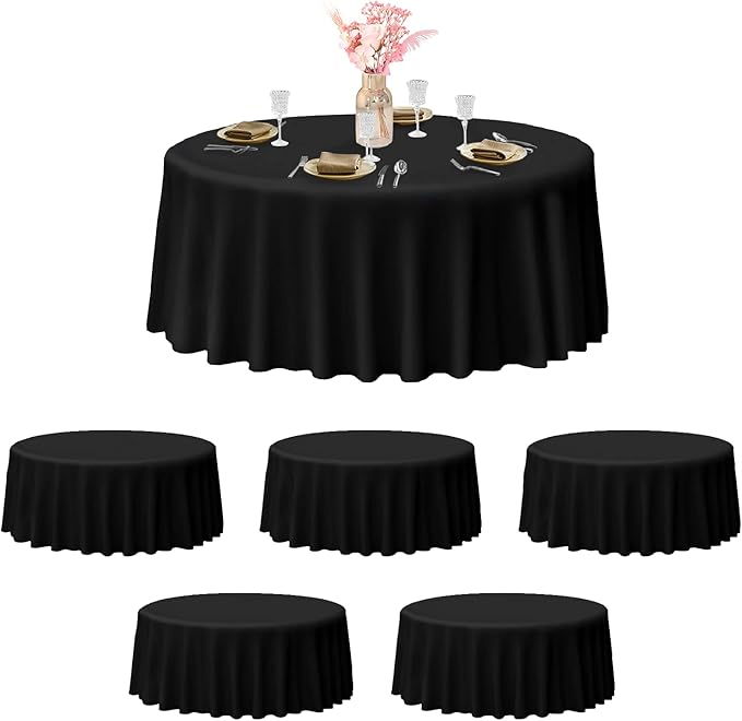 EMART Round Tablecloth Black 120 inch Circular Polyester Table Cover by EMART