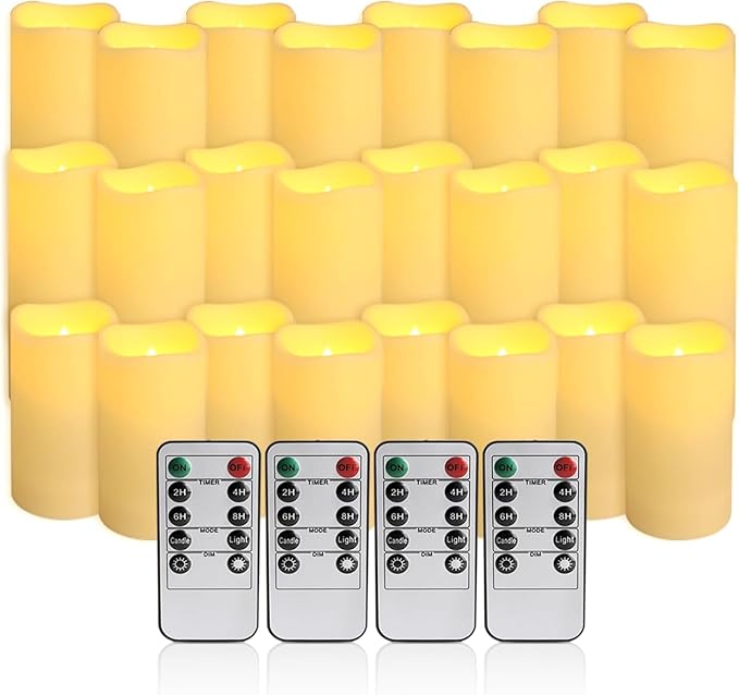Set of 24 Flameless Led Battery Opeated Waterproof Outdoor Indoor Candles - Image 2