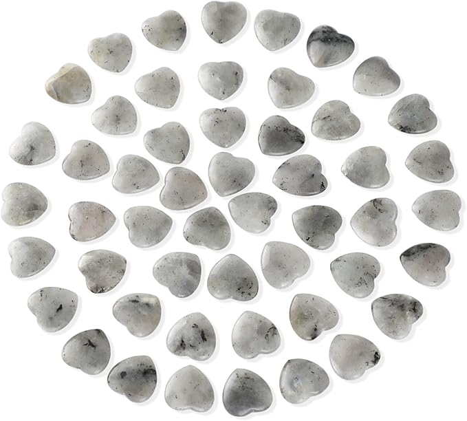 Gerrii 50 Pcs Heart Healing Stone Bulk Quartz Heart Inspirational Stones Gift by Gerrii