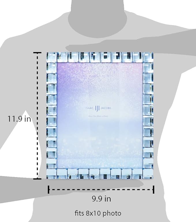 Isaac Jacobs Decorative Sparkling Light Blue Jewel Picture Frame, Photo Display - Image 3