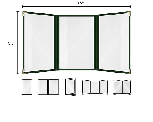 Goodsmart Restaurant Menu Covers – 25 Pack Green 6-View Trifold 5.5" x 8.5" - Image 4