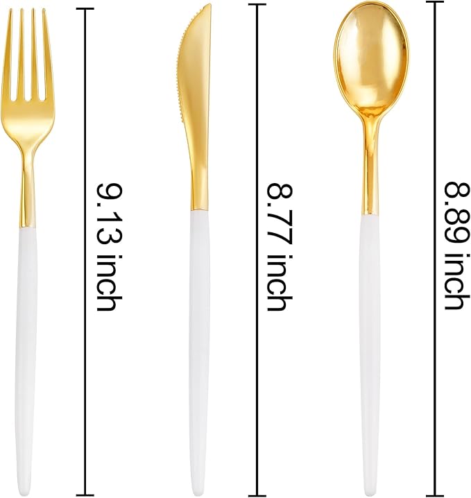 SUT Gold Plastic Silverware, 80 Gold Plastic Forks, 40 Gold Knives, 40 Gold - Image 5