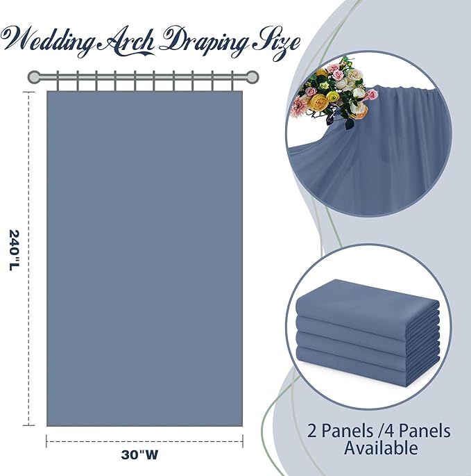 SiinvdaBZX 2 Panels Wedding Arch Draping Fabric 30" x 20Ft Dusty Blue Sheer - Image 3