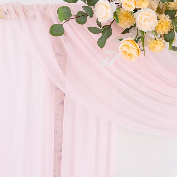 Socomi Blush Pink Wedding Arch Draping Fabric 29" x 20Ft 4 Panels Sheer Outdoor - Image 2