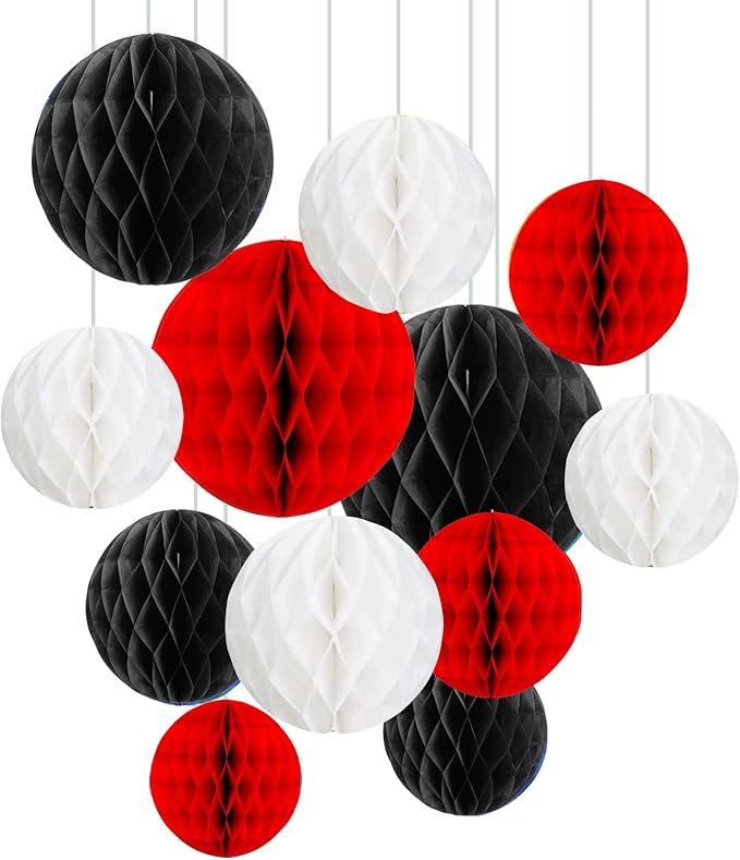 ZOOYOO 12Pcs 6" 10" Honeycomb Balls Decorations Hanging Tissue Paper Pom Poms by ZOOYOO
