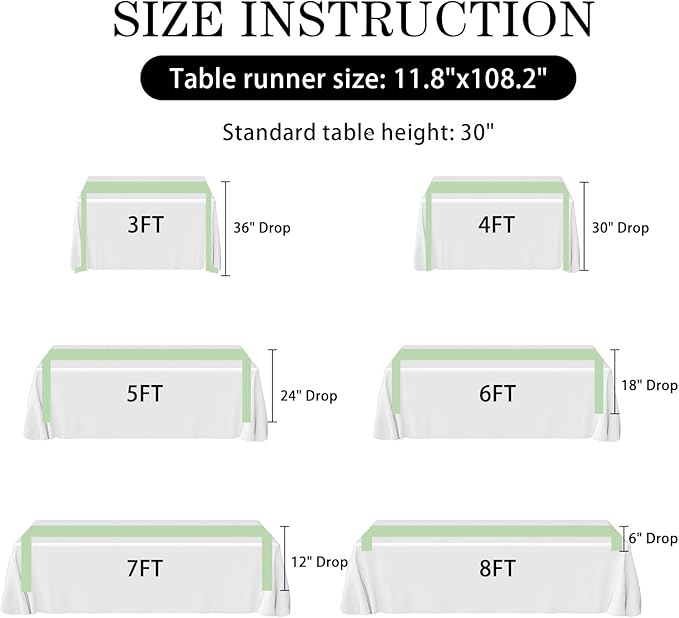 2 Pack Sage Green Satin Table Runner 12x108 Inches Long, Bright Silky Smooth - Image 8