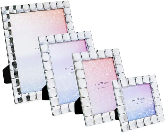 Isaac Jacobs Decorative Sparkling Clear Jewel Picture Frame, Photo Display & - Image 4