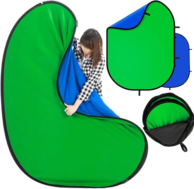 Blue Green Screen Backdrop Double Sided Collapsible Greenscreen Backdrop by BiZiSOFON