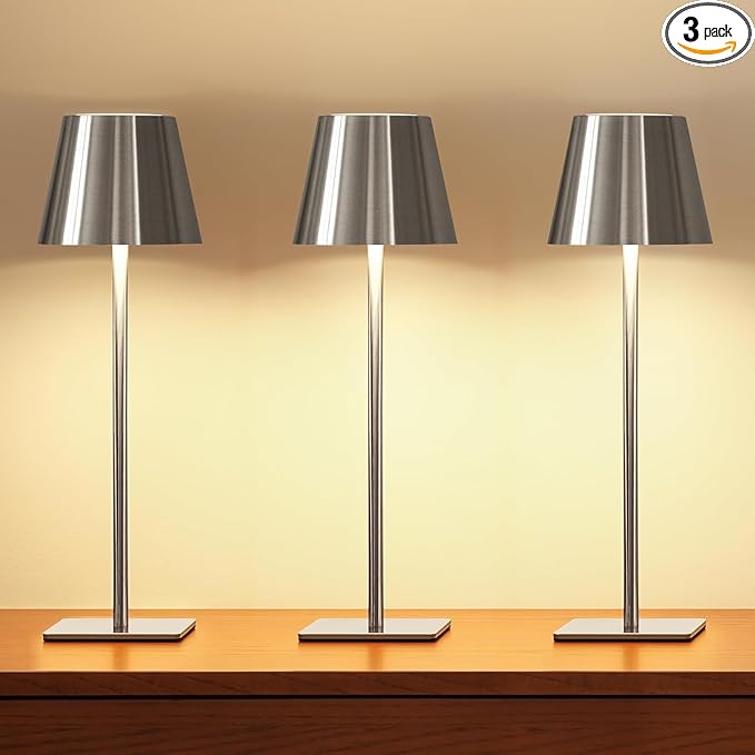 UME 3 Pack Cordless Table Lamp, Battery Operated Lamp by UME