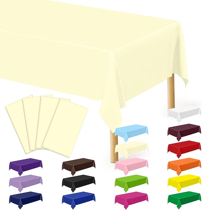 QZYL 4 PCS Picnic Table Cover, 54 x 108 Inches Plastic Disposable Tablecloth by QZYL