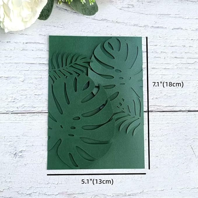 MillaSaw Emerage Green Laser Cut Invitation, Plame Wedding Laser Cut Jacket - Image 2