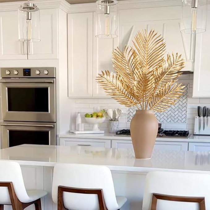 DILATATA Large Faux Gold Palm Leaves – Artificial Tropical Areca Palm Fronds - Image 5