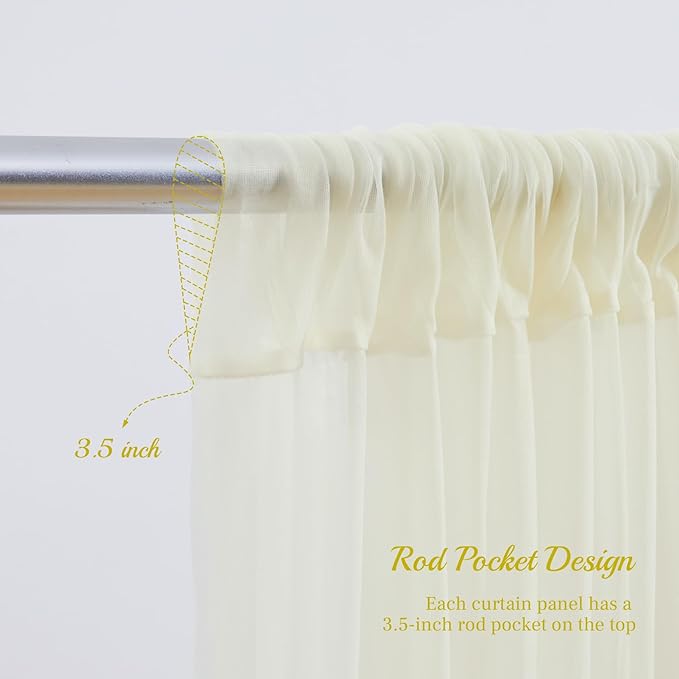 PARTISKY 20ft X 10ft Ivory Tulle Backdrop Curtain - Image 5